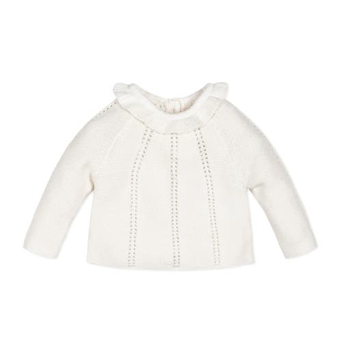 Shop Hope & Henry Baby Organic Pointelle Sweater Set, Infant In Soft White Ruffle Pointelle