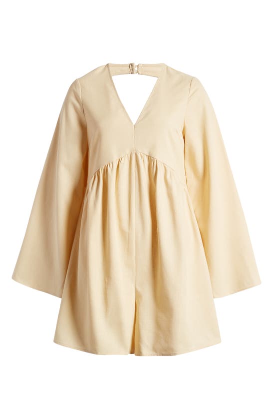 Shop Something New Emily Long Sleeve Wide Leg Romper In Marzipan