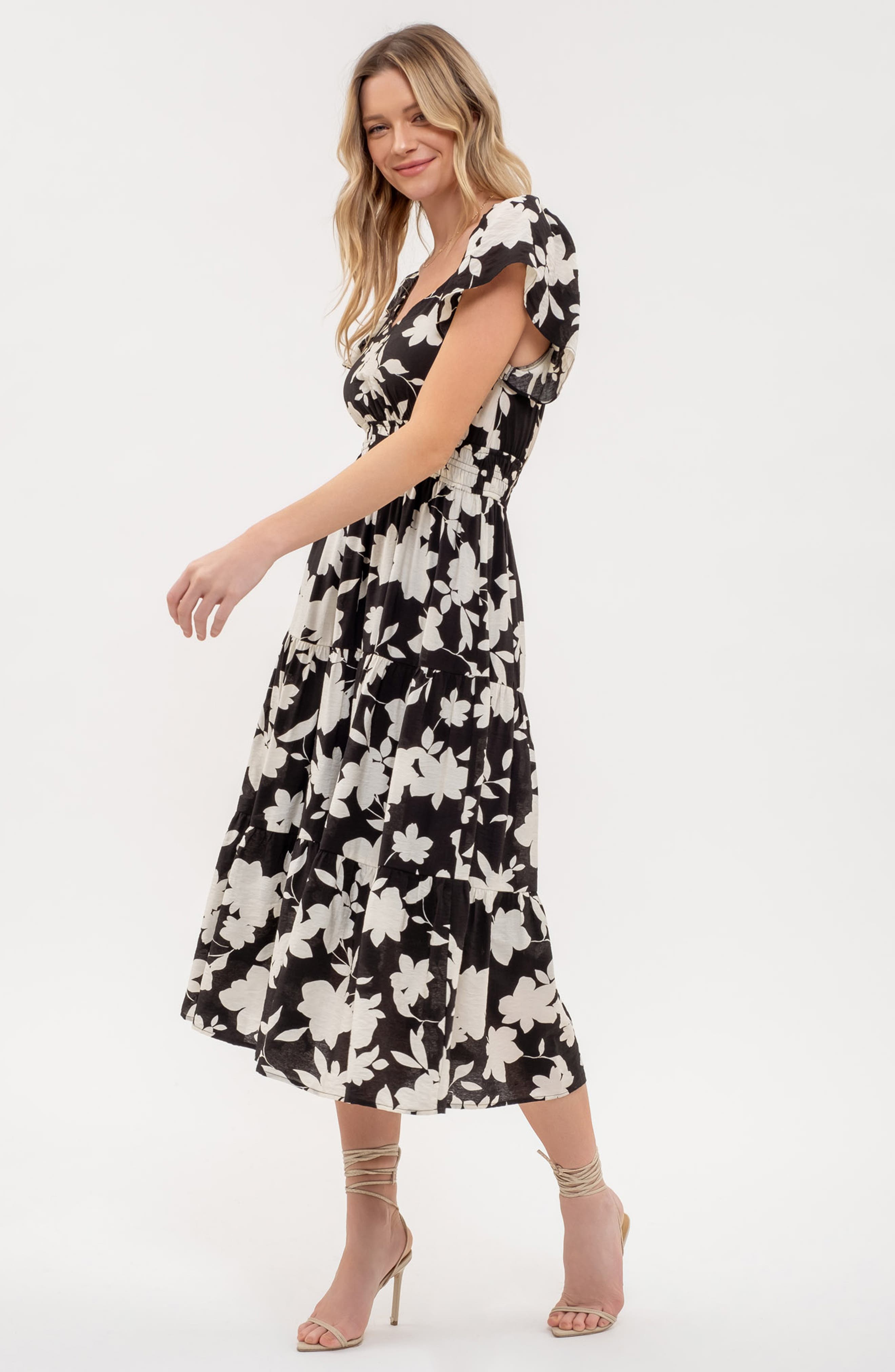 Blu Pepper Floral Tiered Midi Dress Nordstromrack