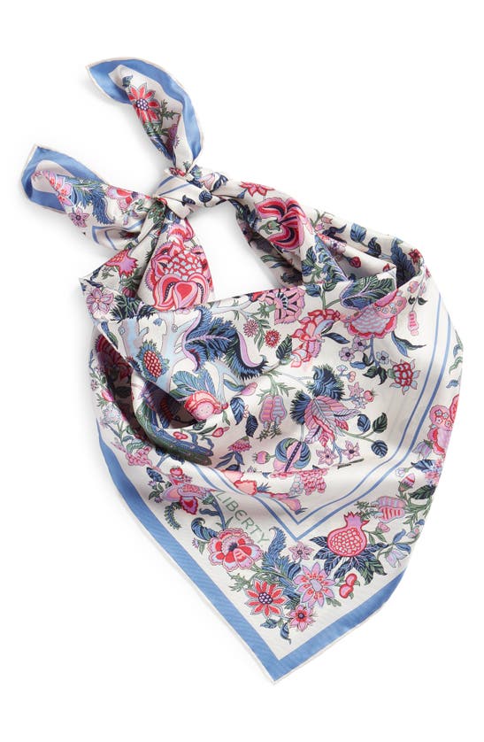 Shop Liberty London Tree Of Life Floral Silk Scarf In Cream