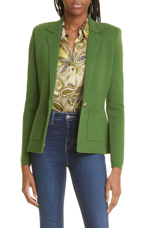 L'AGENCE Lacey Knit Blazer in Pine Green