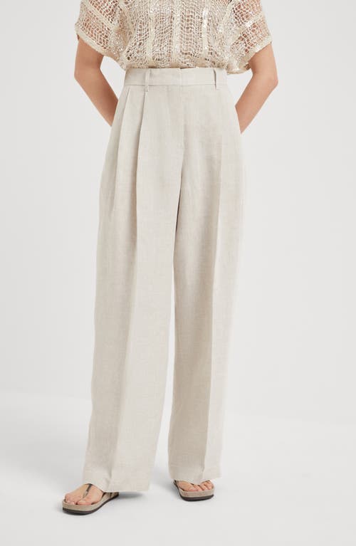 Shop Brunello Cucinelli Wide Pleated Trousers In Sand