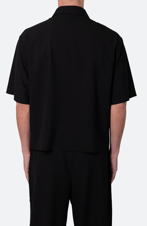 Mnml Oversize Crop Short Sleeve Button-up Shirt In Black