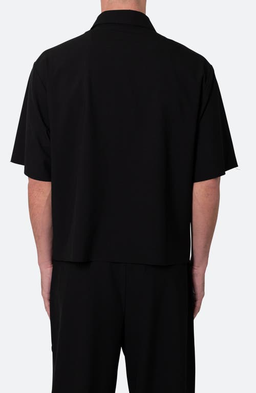 Shop Mnml Oversize Crop Short Sleeve Button-up Shirt In Black