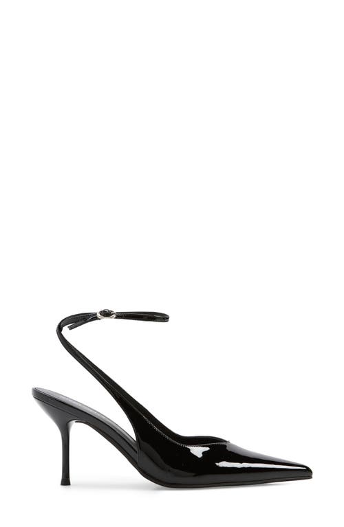 Jeffrey Campbell Executive Ankle Strap Pointed Toe Slingback Pump In Black Patent