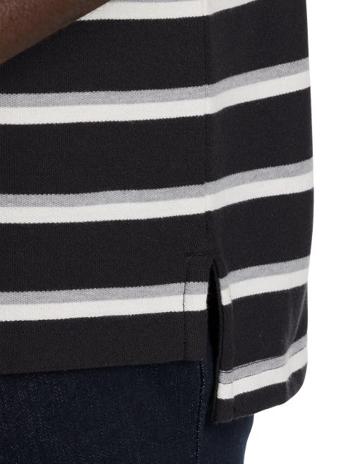 Harbor Bay By Dxl Harbor Bay Medium Striped Polo Shirt In Black Multi