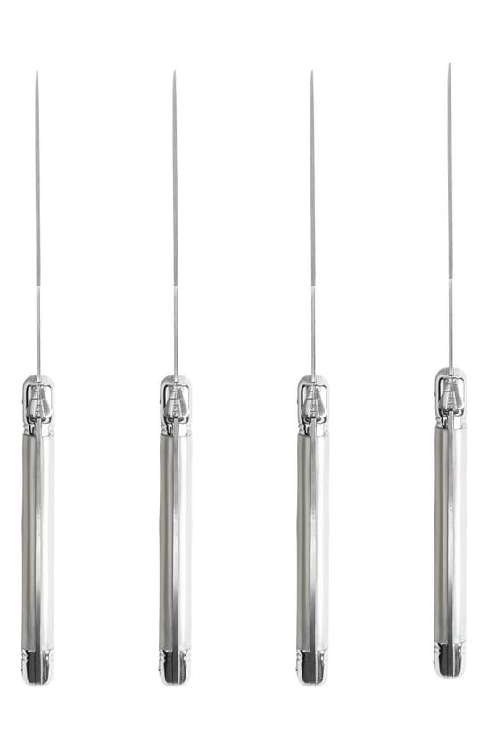 French Home Set Of 4 Laguiole Steak Knives In Pewter