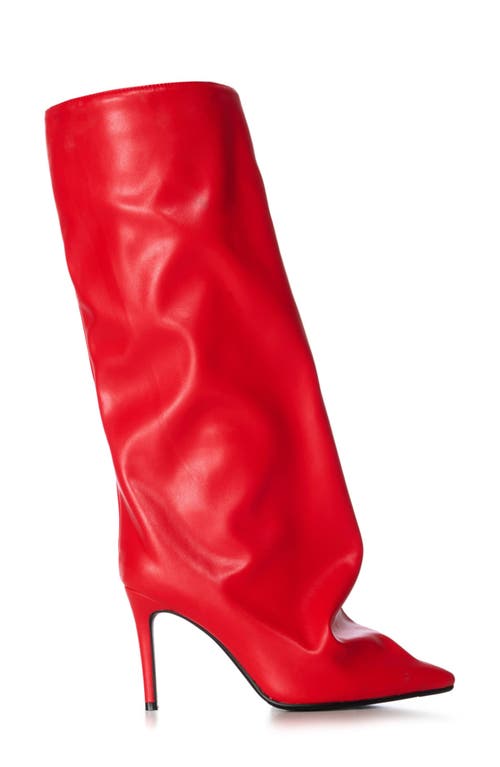 Shop Azalea Wang Couture Crazy Pointy Toe Knee High Boot In Red