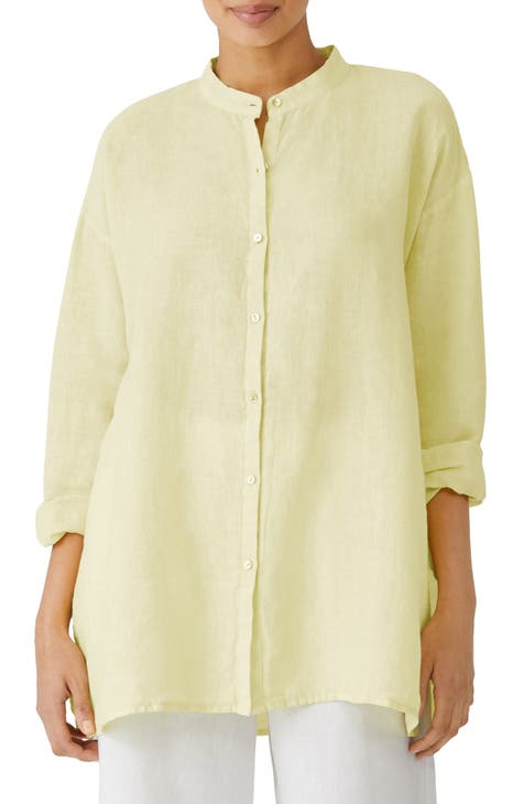 Band Collar Organic Linen Shirt