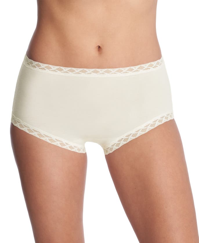 Shop Natori Bliss Cotton Full Brief In Ivory