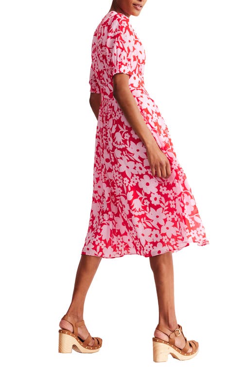 Shop Boden Elsa Floral Print Midi Dress In Flame Scarlet Tulip Garden