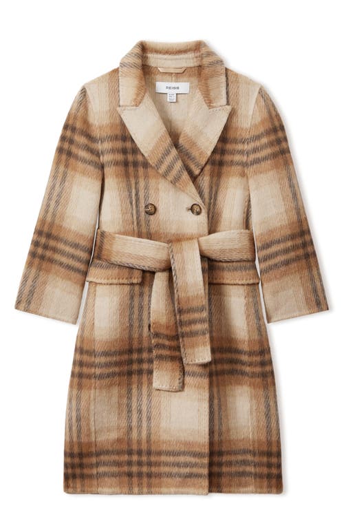 REISS REISS KIDS' MAEVE PLAID BELTED WOOL BLEND COAT