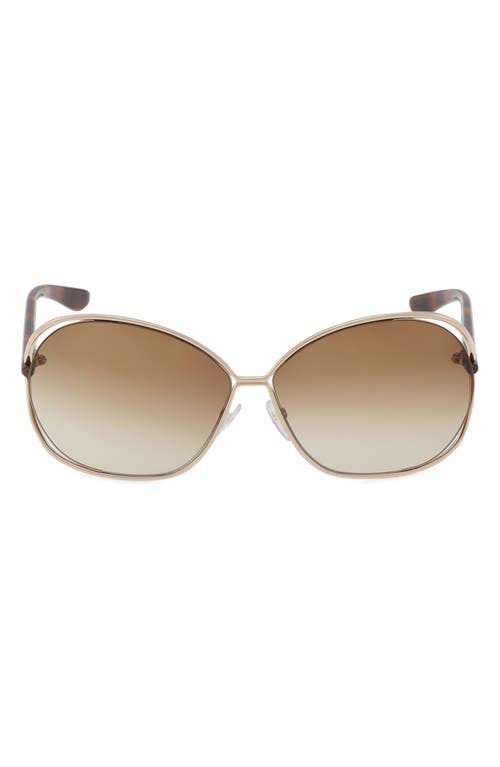 Tom Ford Carla 66mm Oversized Round Metal Sunglasses In Shiny Rose Gold/brown