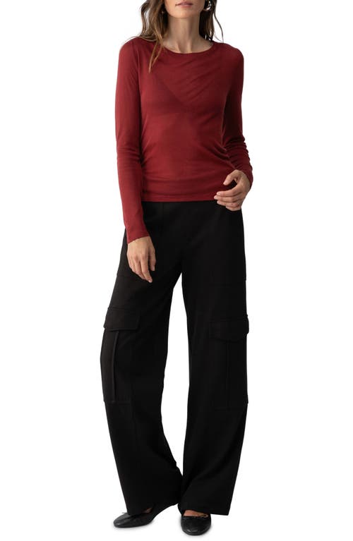 Shop Sanctuary Long Sleeve Lyocell & Wool T-shirt In Garnet