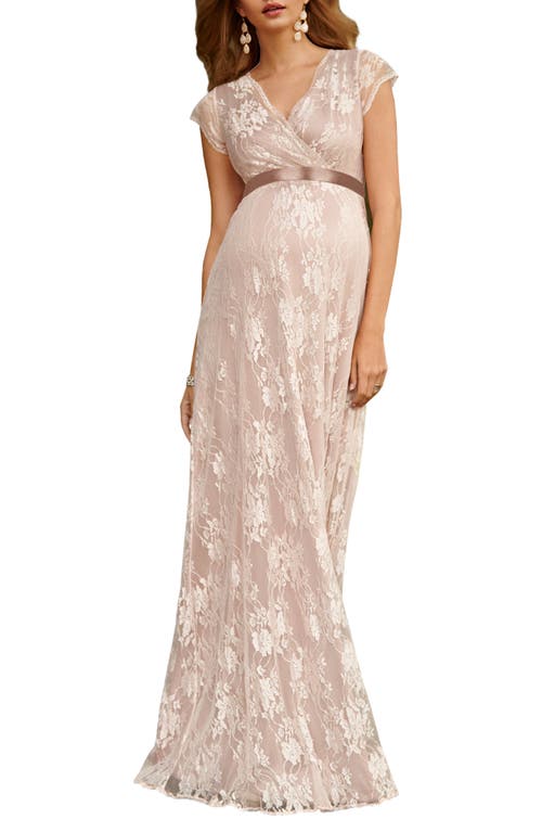 Eden Lace Maternity Gown in Blush