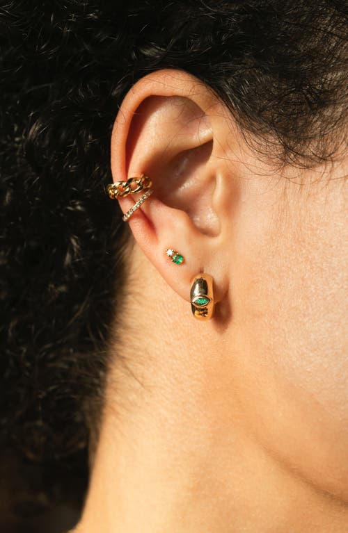Zoë Chicco Mixed Emerald & Diamond Stud Earrings In Yellow Gold