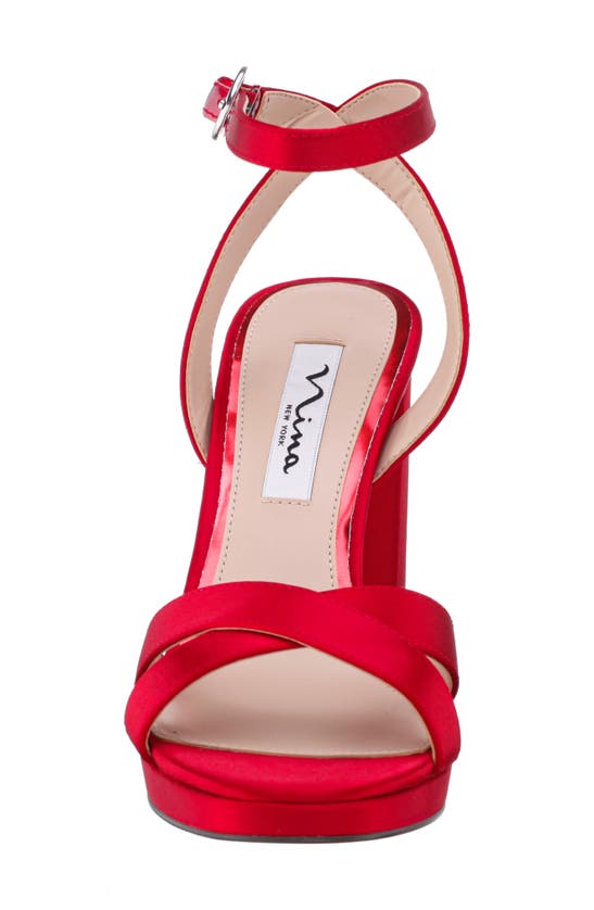 Shop Nina Sheilia Ankle Strap Sandal In Red Rouge Crystal Satin
