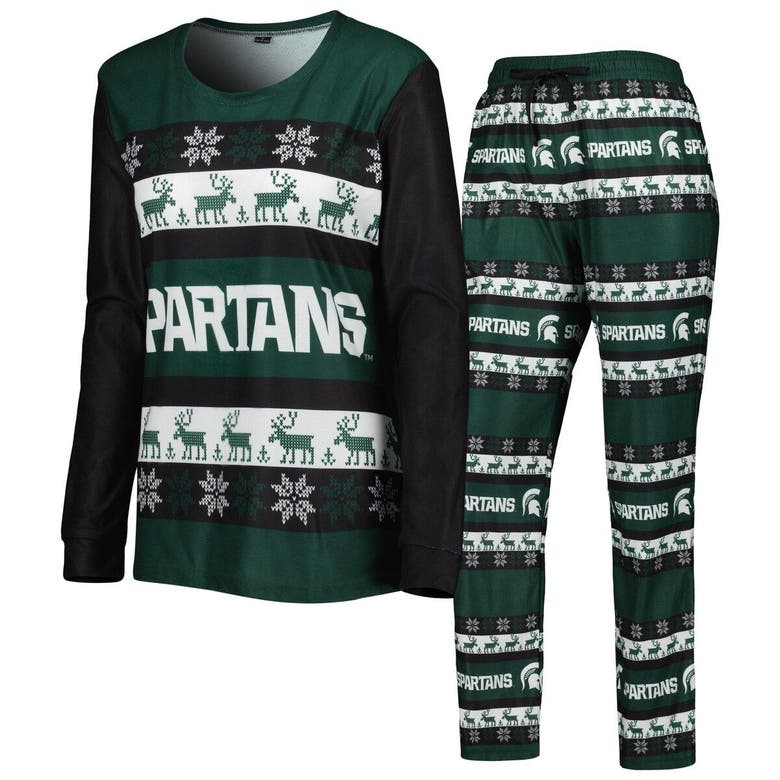 Foco Green Michigan State Spartans Ugly Long Sleeve T-shirt & Pajama Pants Sleep Set