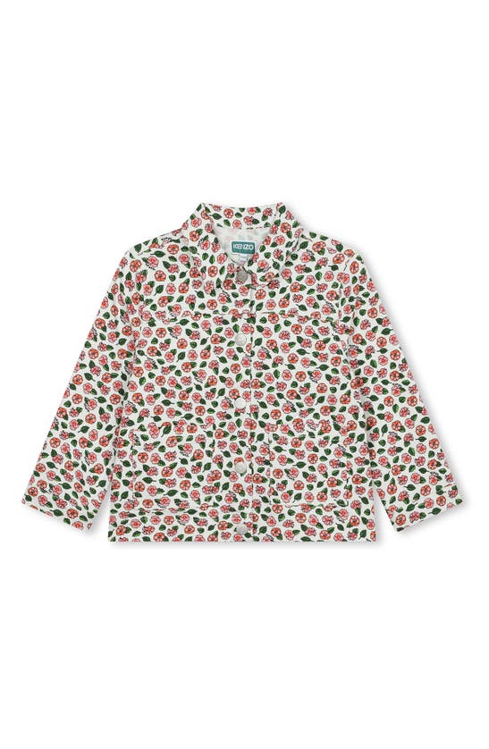 Kenzo Kids' Floral Print Twill Jacket In 12p-ivory