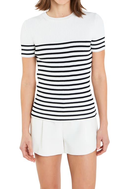 English Factory Stripe Rib Sweater In White/ Black