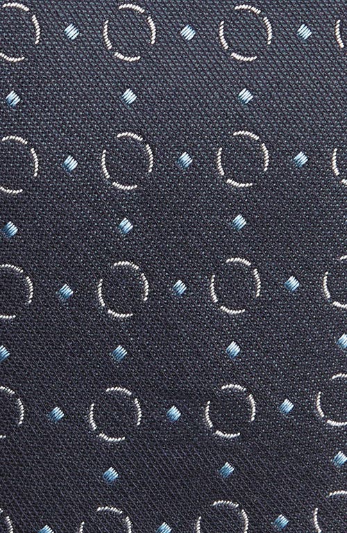 Shop Hugo Boss Boss Geometric Pattern Silk Tie In Dark Blue