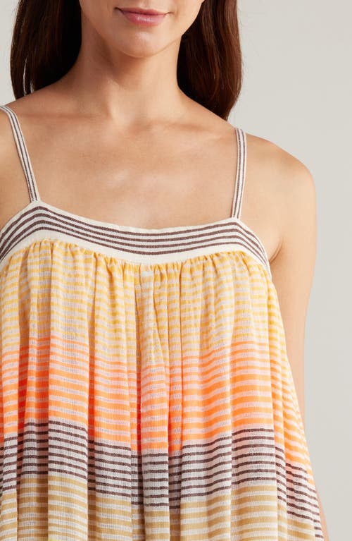 Shop Lemlem Eda Mixed Stripe Cotton Blend Cover-up Sundress In Amaresh Sunrise