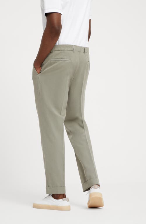 Shop Brunello Cucinelli Leisure Fit Trousers With Pleats In Sage