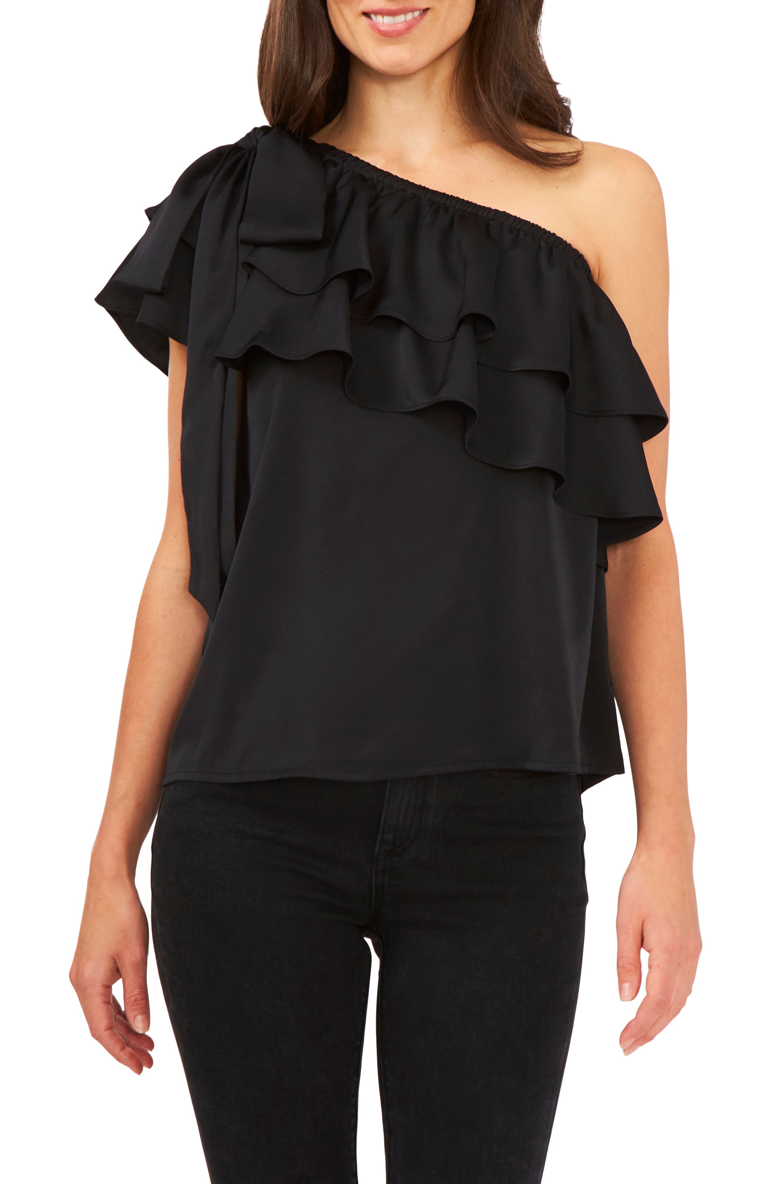 one shoulder ruffle blouse