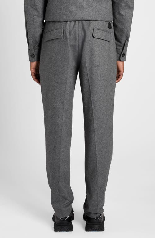 Shop Moncler Wool Blend Flannel Pants In Dark Grey