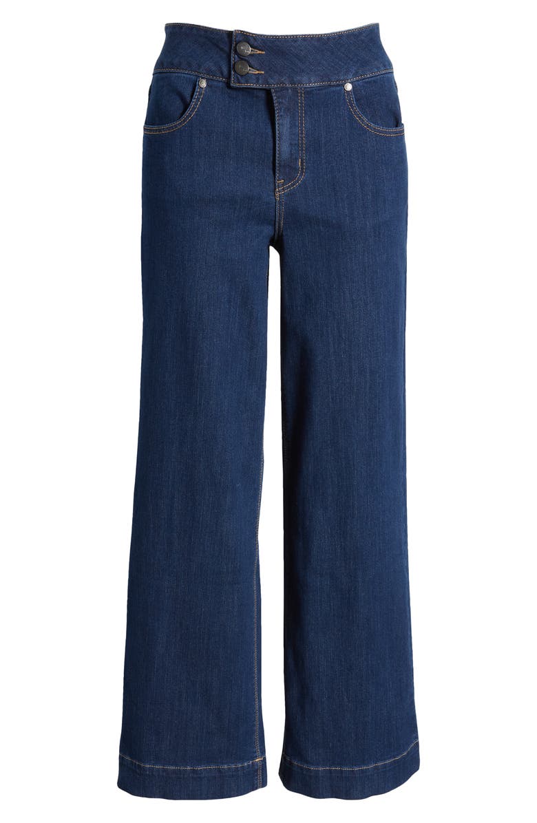 Button Detailed High Waist Wide Leg Comfort Jeans