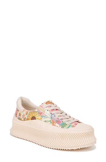 Circus Ny By Sam Edelman Tatum Flower Platform Lace-up Sneakers In Orange/vanilla Bean Multi