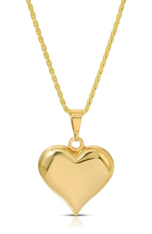 Puffy Heart Pendant Necklace in Gold