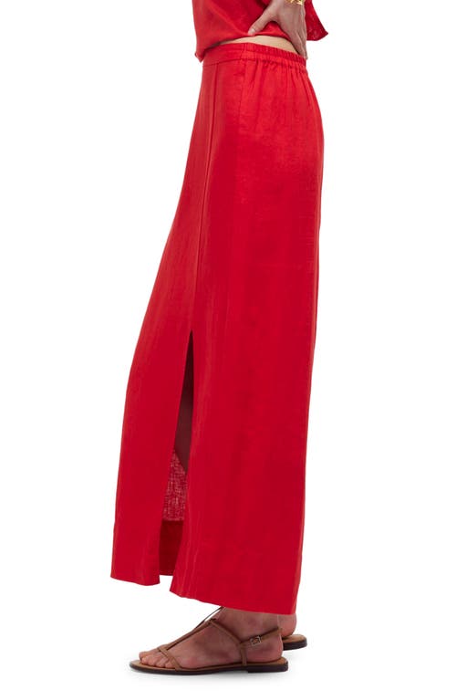 Shop Madewell Linen Column Maxi Skirt In Rouge