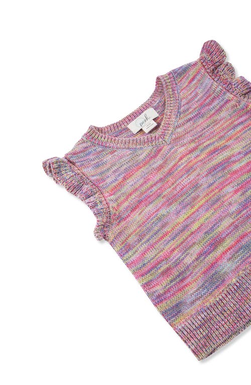 Peek Aren't You Curious Kids' Space Dye Sleeveless Sweater & Skirt Set In Pastel Pink Multi