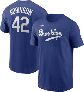 Nike Men's Nike Jackie Robinson Royal Brooklyn Dodgers Cooperstown  Collection Name & Number T-Shirt