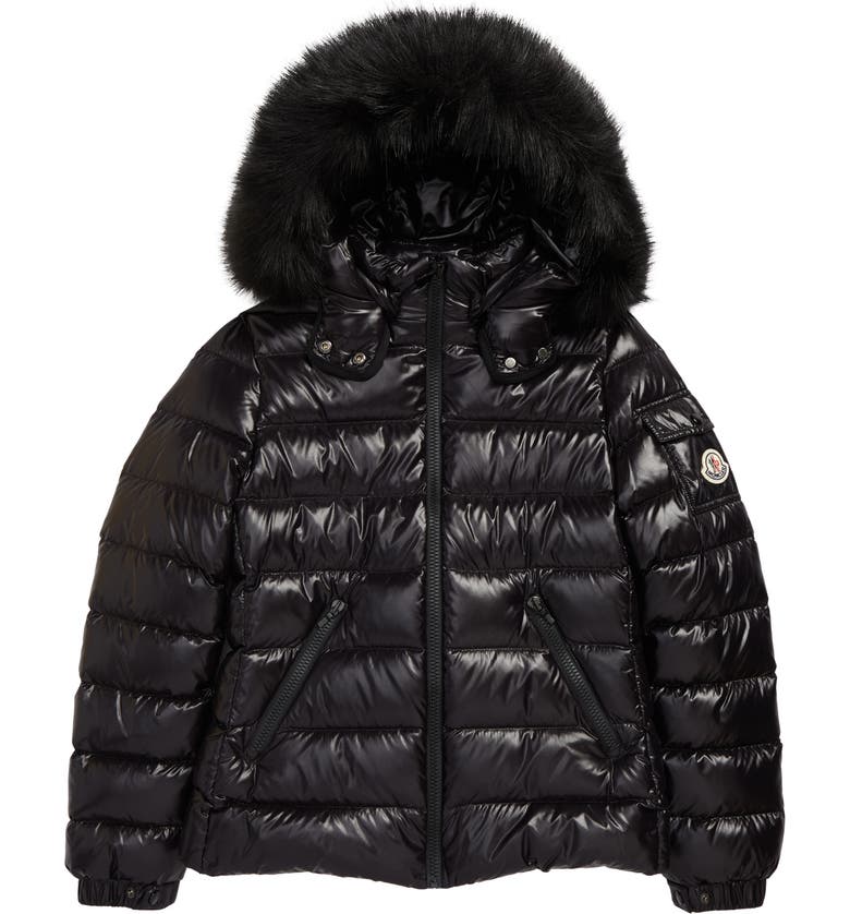 몽클레어 Moncler Kids Badyf Down Jacket with Faux Fur Trim_BLACK