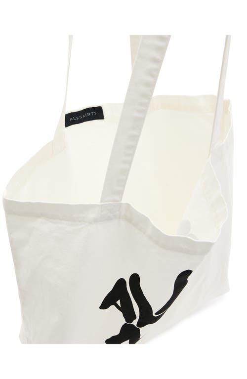 Shop Allsaints Orlando Logo Canvas Tote In Chalk/black