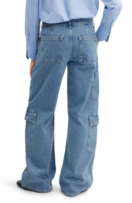 Mango Straight Leg Cargo Jeans In Medium Blue