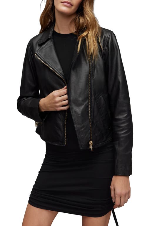 AllSaints Vela Leather Biker Jacket Black at Nordstrom,