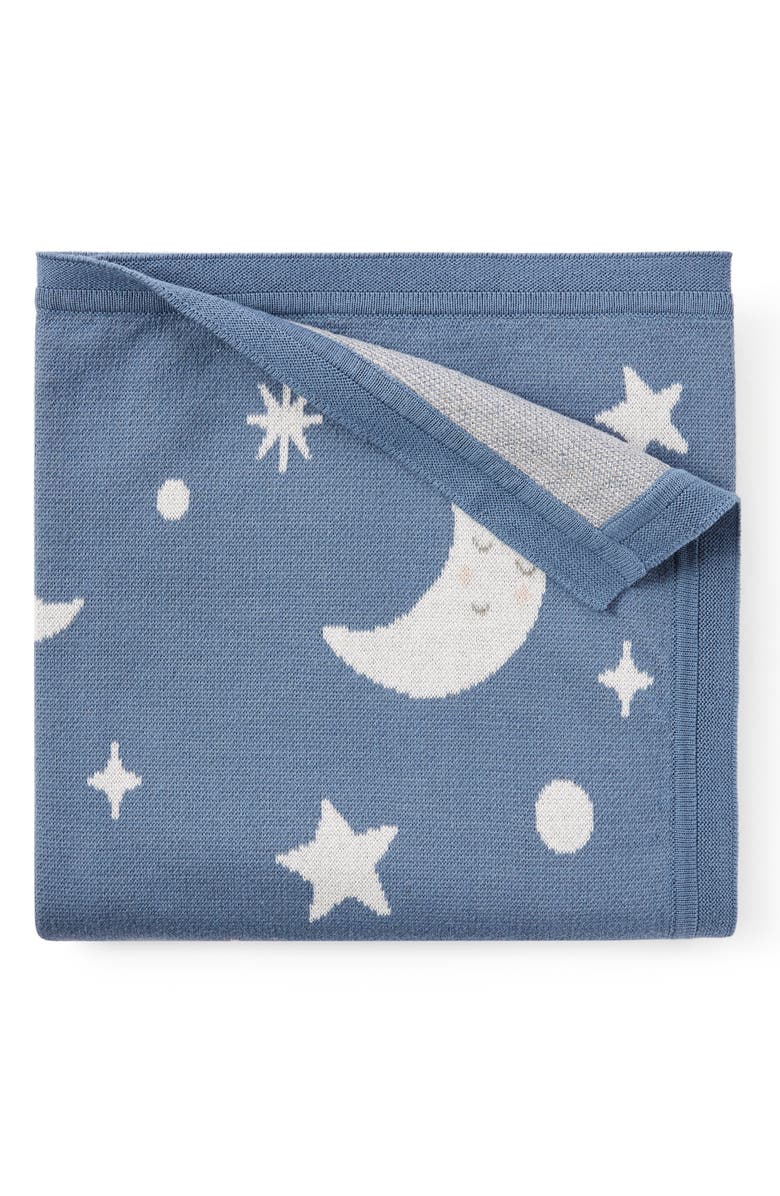 Elegant Baby Celestial Cotton Knit Blanket, Main, color, Blue