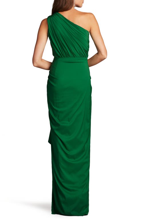 Tadashi Shoji One Shoulder Ruffle Gown In Bamboo