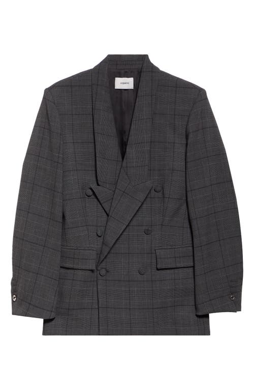 Shop Coperni Windowpane Check Double Breasted Stretch Wool Jacket<br /> In Grey