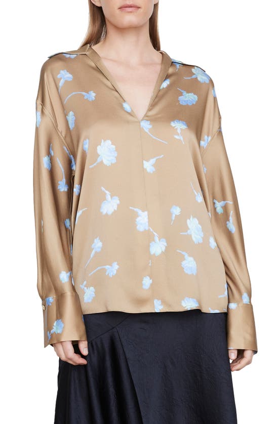 Vince Sea Carnation Silk Shirt In Sandalo