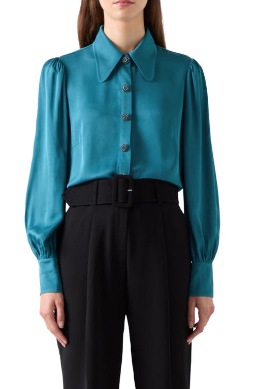 LK Bennett Sonya Crepe Shirt in Teal 