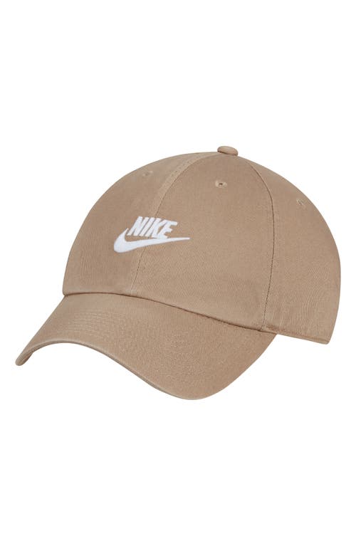 Shop Nike Club Futura Wash Baseball Cap In Khaki/white