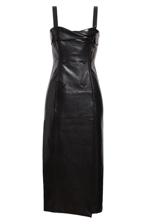 Shop Cinq À Sept Tessa Faux Leather Midi Dress In Black