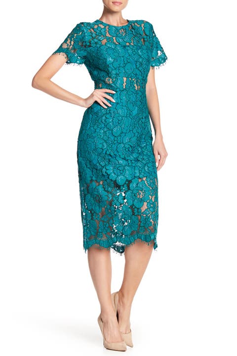 Nsr short sleeve discount lace midi dress