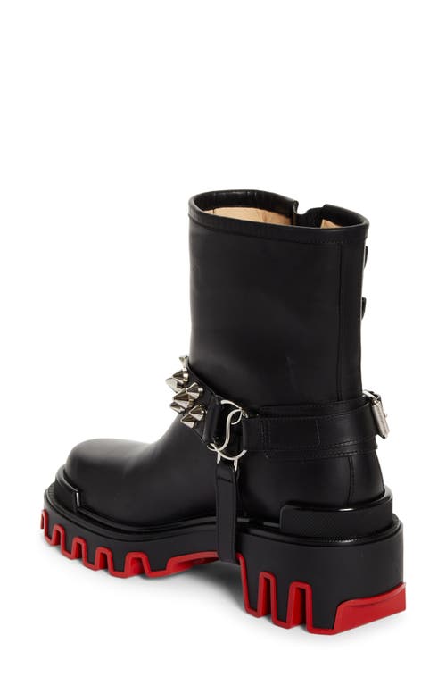 Shop Christian Louboutin Dune Biker Bootie In Black/lin Black