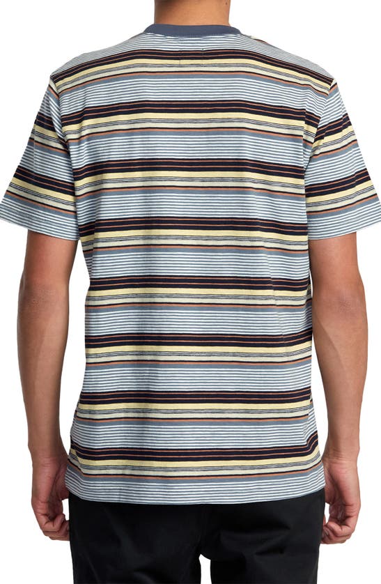 Shop Rvca Magnolia Stripe T-shirt In Garage Blue