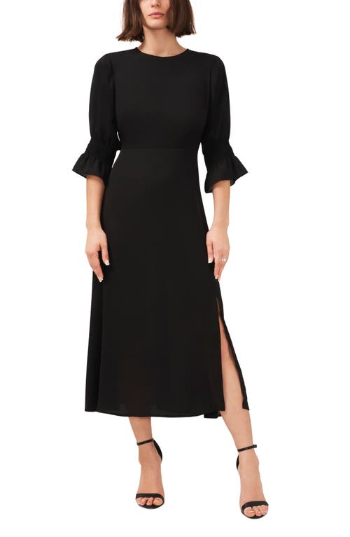 halogen(r) Ruffle Cuff Midi Dress in Rich Black
